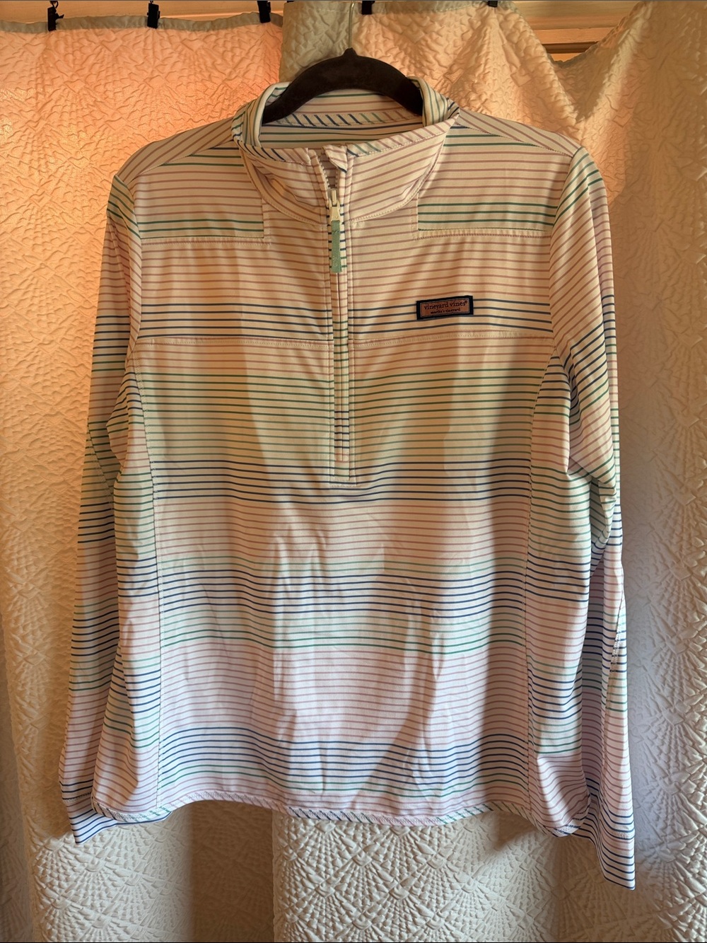 Vineyard Vines Striped Quarter-Zip Shep Shirt Pullover Women’s Size L